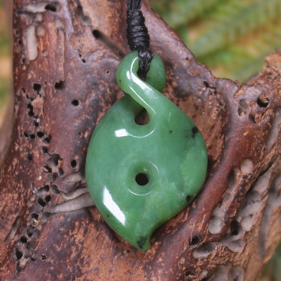 Koru Twist carved from Hapopo  Pounamu - NZ Greenstone