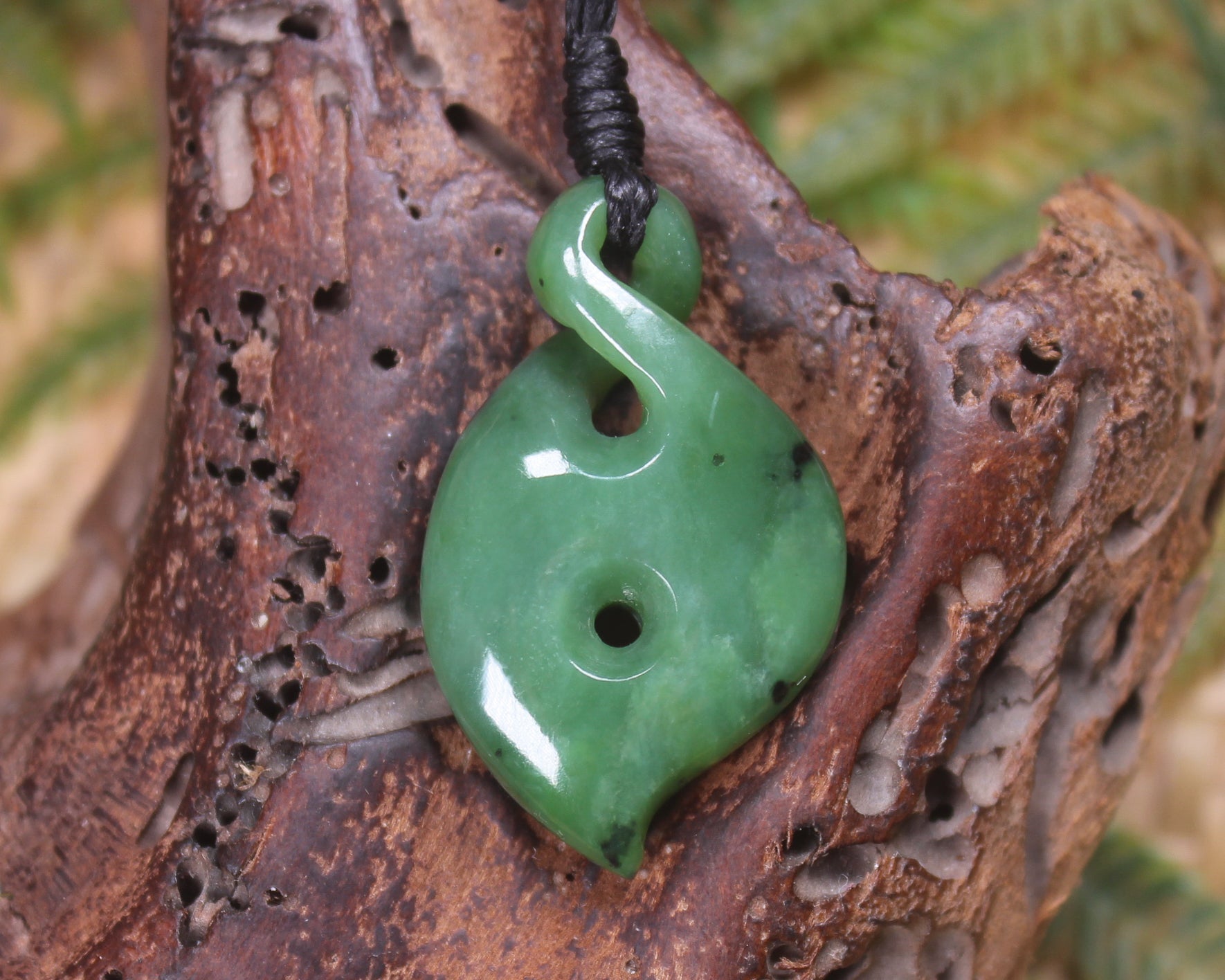 Koru Twist carved from Hapopo  Pounamu - NZ Greenstone