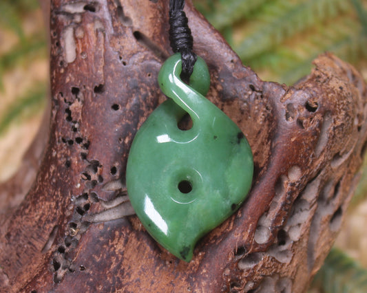 Koru Twist carved from Hapopo  Pounamu - NZ Greenstone