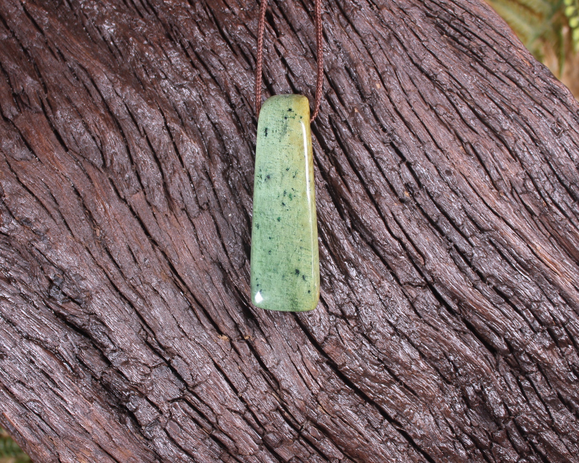 Toki or Adze Pendant carved from Flower Jade Pounamu - NZ Greenstone
