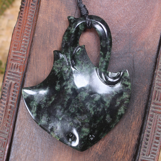 Stingray or Whai carved from Rimu Pounamu - NZ Greenstone