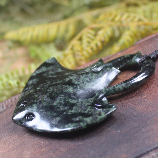 Stingray or Whai carved from Rimu Pounamu - NZ Greenstone