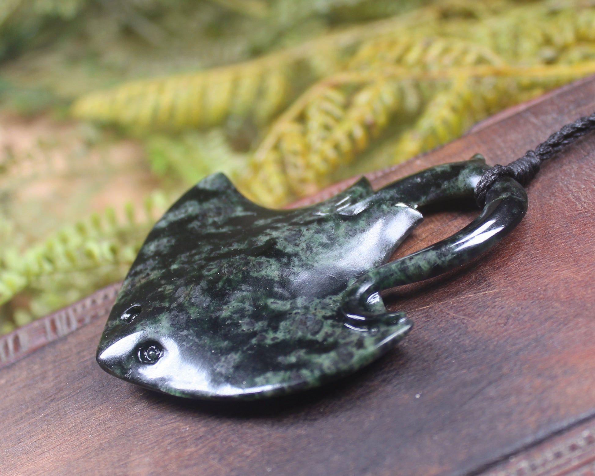 Stingray or Whai carved from Rimu Pounamu - NZ Greenstone