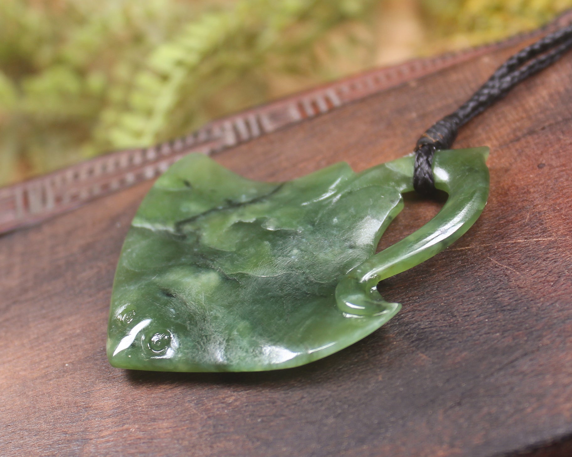 Stingray or Whai carved from Hapopo Pounamu - NZ Greenstone