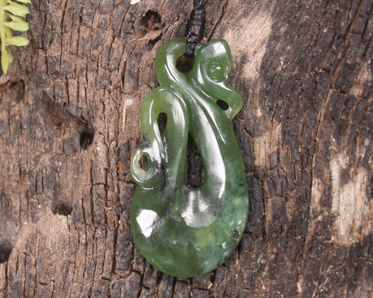 Manaia carved from Rimu Pounamu - NZ Greenstone