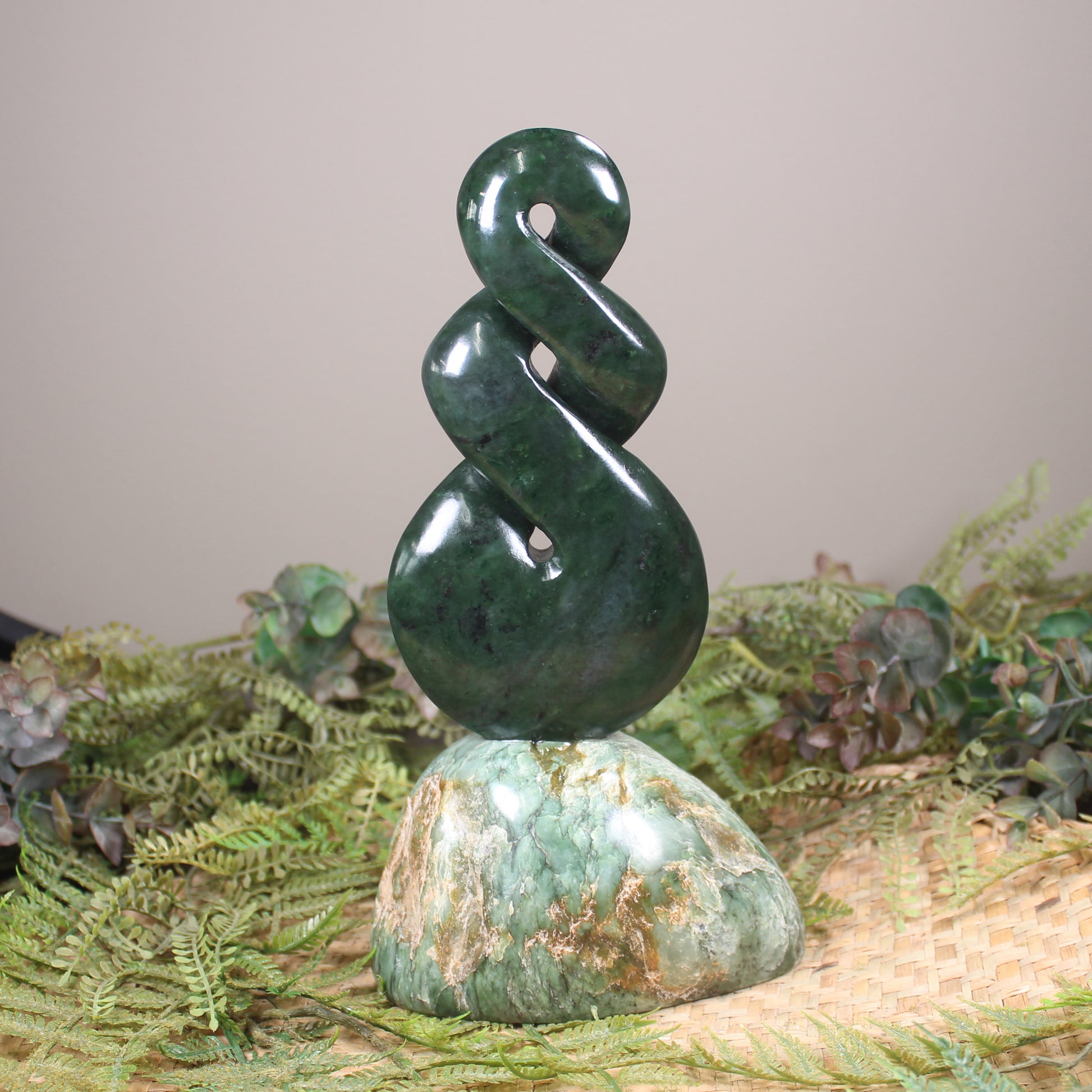 Twist Sculpture carved from Rimu Pounamu - NZ Greenstone