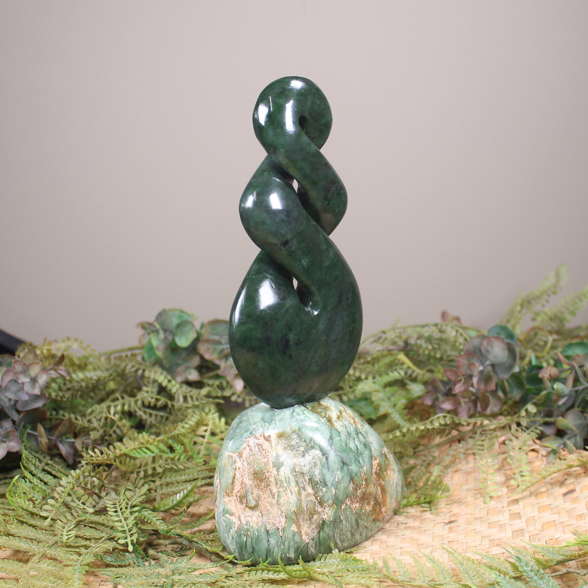 Twist Sculpture carved from Rimu Pounamu - NZ Greenstone