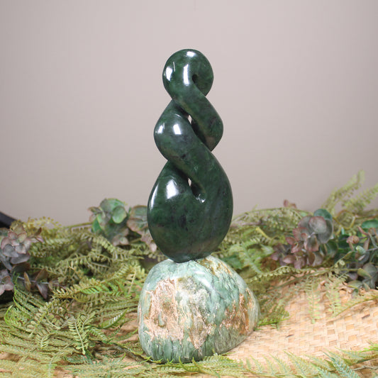 Twist Sculpture carved from Rimu Pounamu - NZ Greenstone
