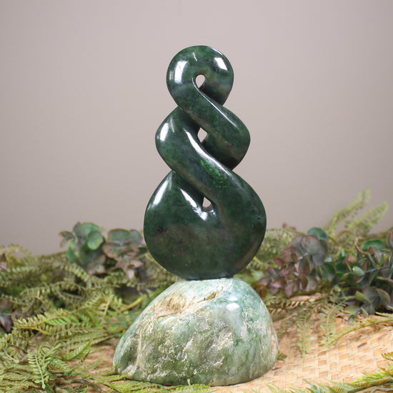 Twist Sculpture carved from Rimu Pounamu - NZ Greenstone