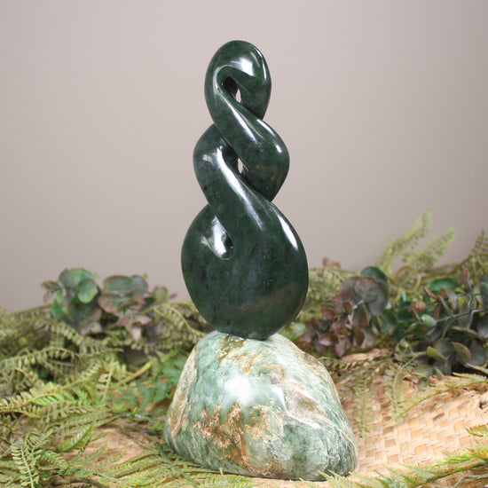 Twist Sculpture carved from Rimu Pounamu - NZ Greenstone