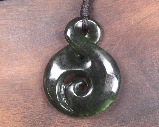 Koru Twist carved from Kawakawa Pounamu - NZ Greenstone