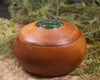 Wooden container with Flower Jade 
Pounamu set into lid - NZ Greenstone