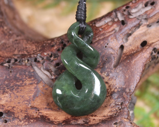 Twist carved from Rimu Pounamu - NZ Greenstone