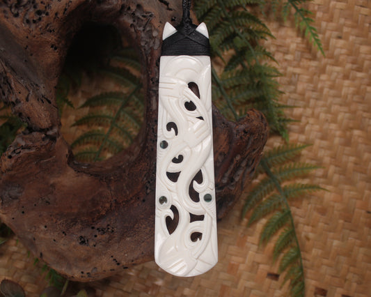 Toki or Adze with Koru carved from Beef Bone