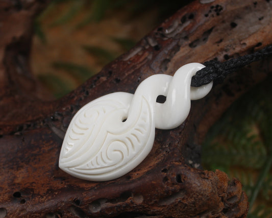 Pikorua or Twist carved from NZ Beef Bone