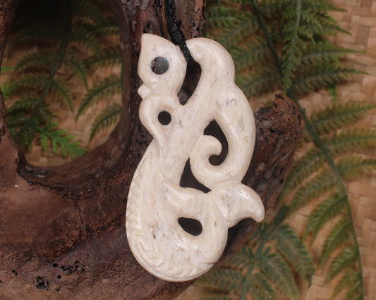 Manaia pendant carved from Whale Bone
