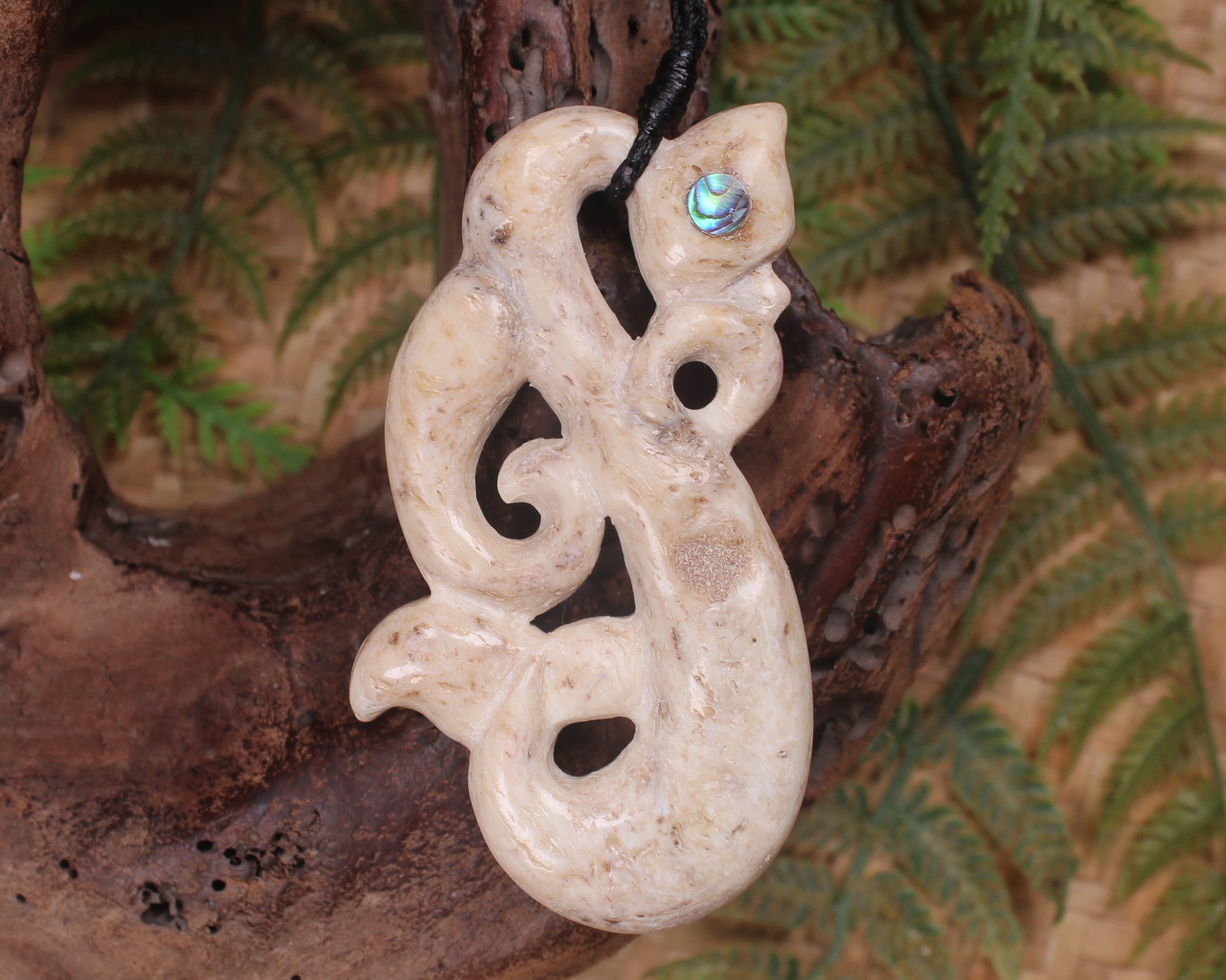 Manaia pendant carved from Whale Bone