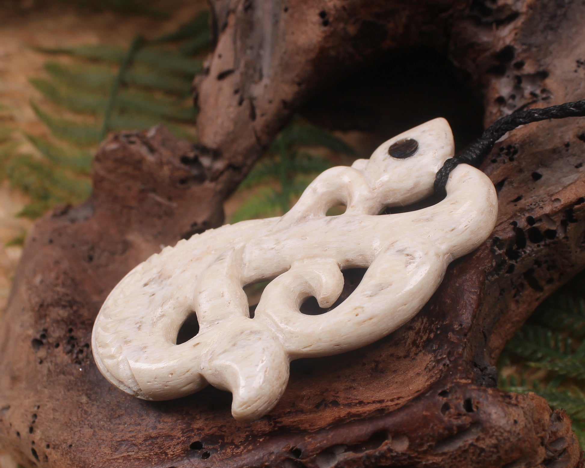 Manaia pendant carved from Whale Bone