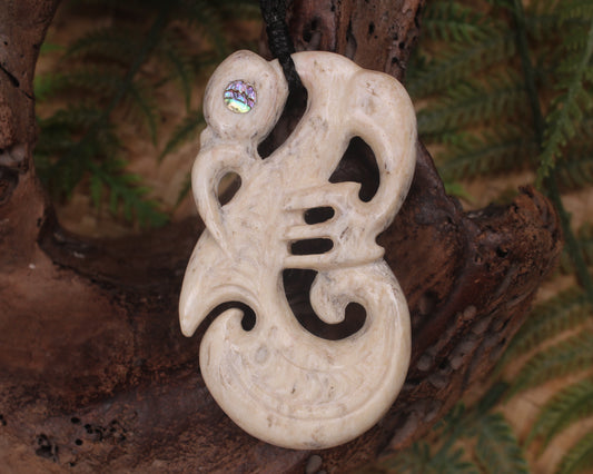 Manaia pendant carved from Whale Bone
