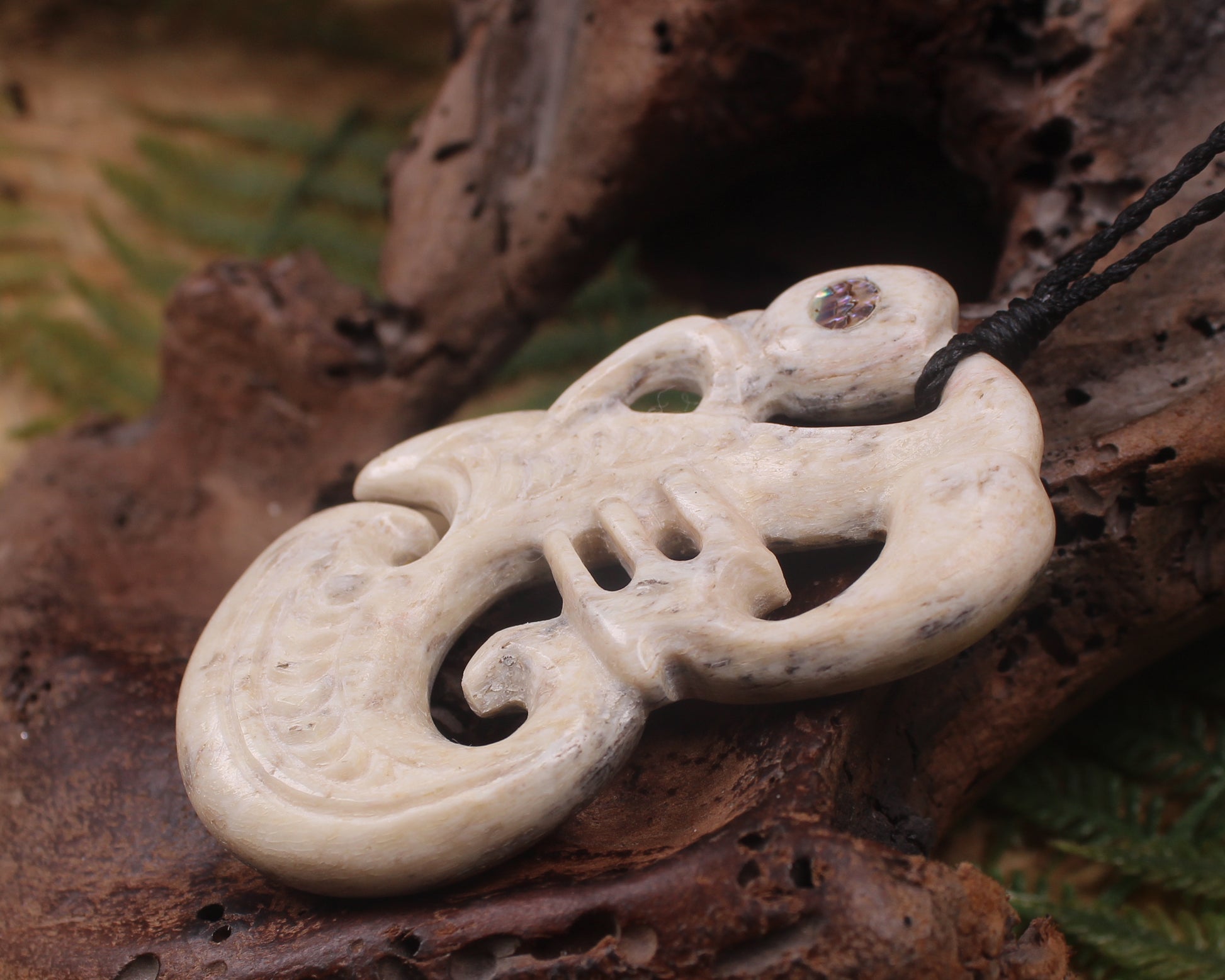 Manaia pendant carved from Whale Bone
