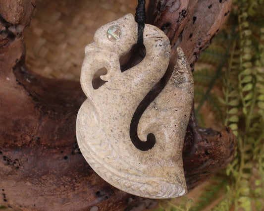 Manaia pendant carved from Whale Bone