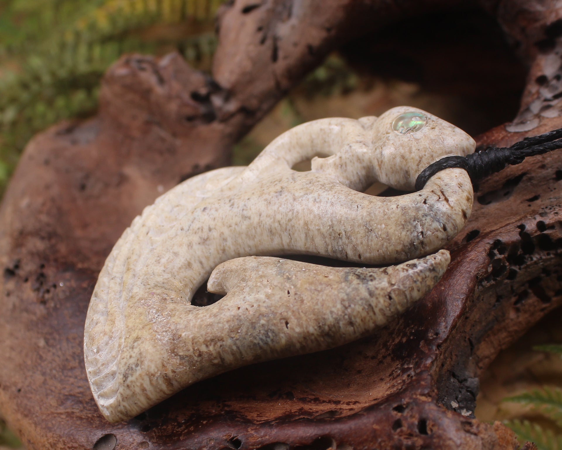 Manaia pendant carved from Whale Bone