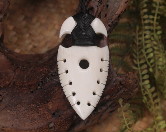 Bone Medium Niho Taniwha Tooth Pendant (BH869)