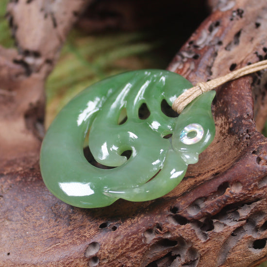 Koropepe carved from Hapopo Pounamu - NZ Greenstone