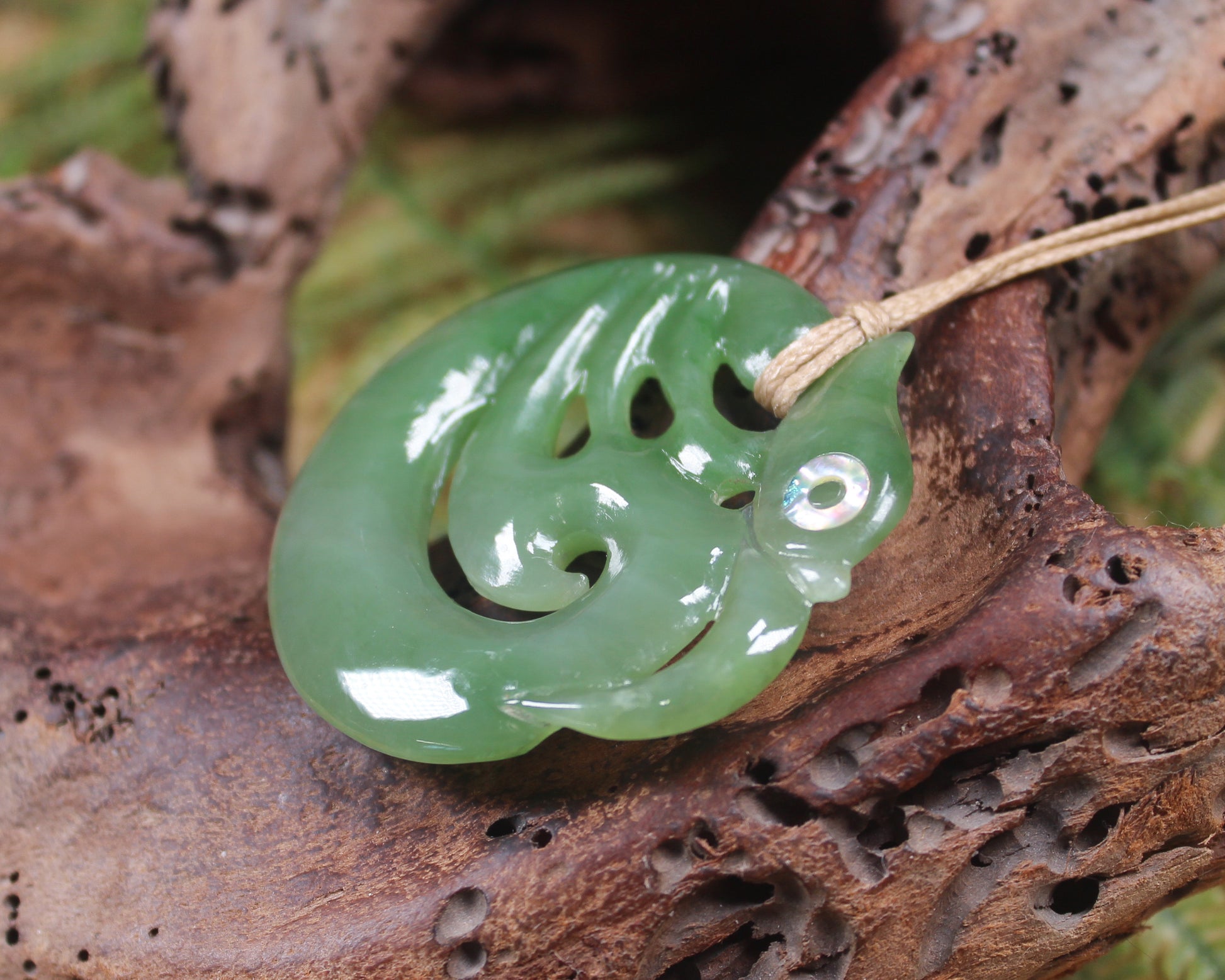 Koropepe carved from Hapopo Pounamu - NZ Greenstone