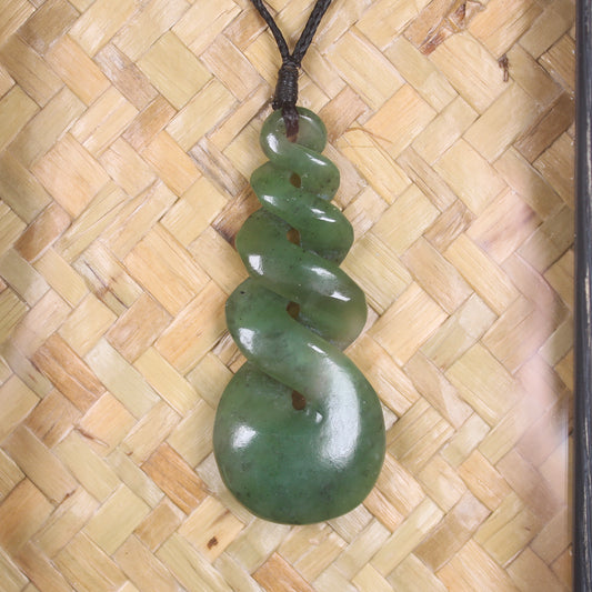 Framed Hapopo Pounamu Twist Pendant - NZ Greenstone