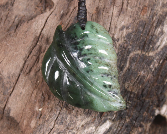 Kawakawa leaves carved from Kawakawa Pounamu - NZ Greenstone