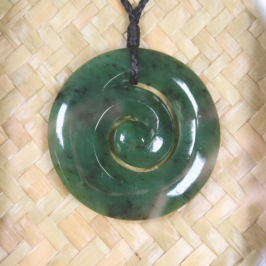 Framed Hapopo Pounamu Koru Pendant - NZ Greenstone