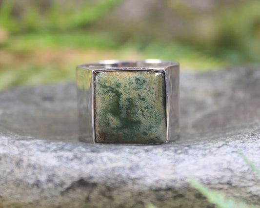 Sterling Silver Flower Jade Pounamu Ring - NZ Greenstone