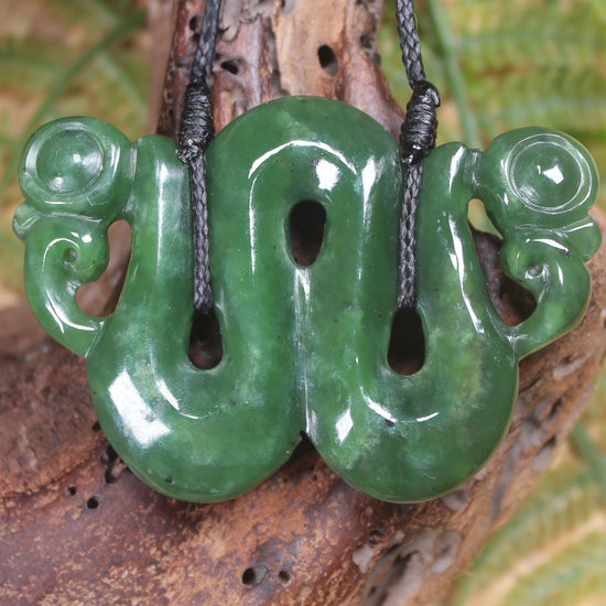 Pekapeka Pendant carved from Hapopo Pounamu - NZ Greenstone