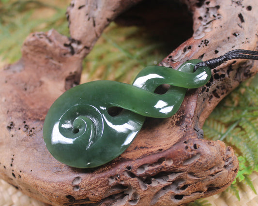 Koru Twist carved from Inanga Pounamu - NZ Greenstone