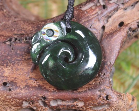 Koropepe carved from Kawakawa Pounamu - NZ Greenstone