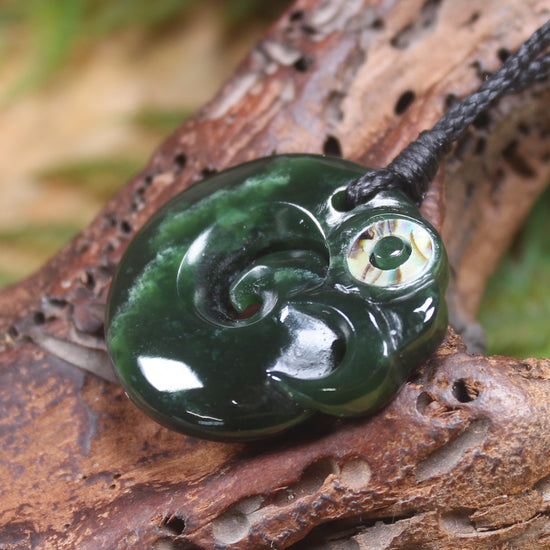 Koropepe carved from Kawakawa Pounamu - NZ Greenstone