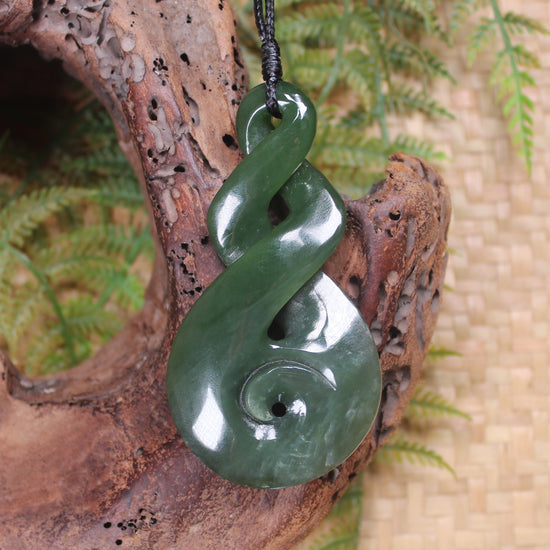 Koru Twist carved from Inanga Pounamu - NZ Greenstone