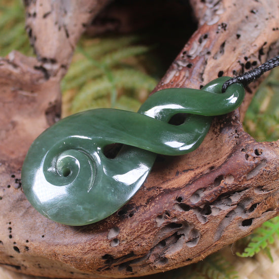 Koru Twist carved from Inanga Pounamu - NZ Greenstone