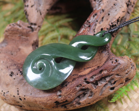 Koru Twist carved from Inanga Pounamu - NZ Greenstone