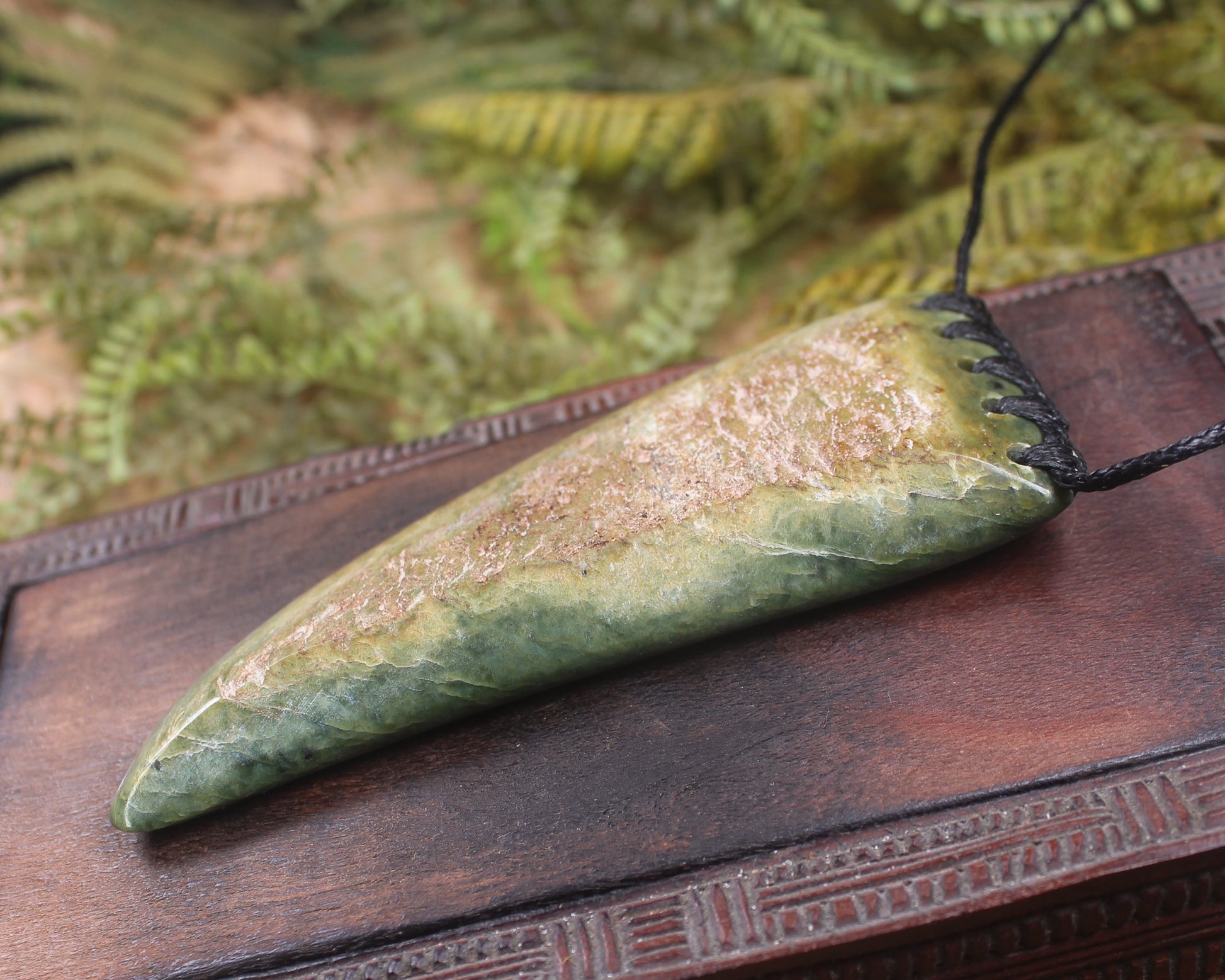 Taniwha Tooth or Niho carved from Flower Jade Pounamu - NZ Greenstone