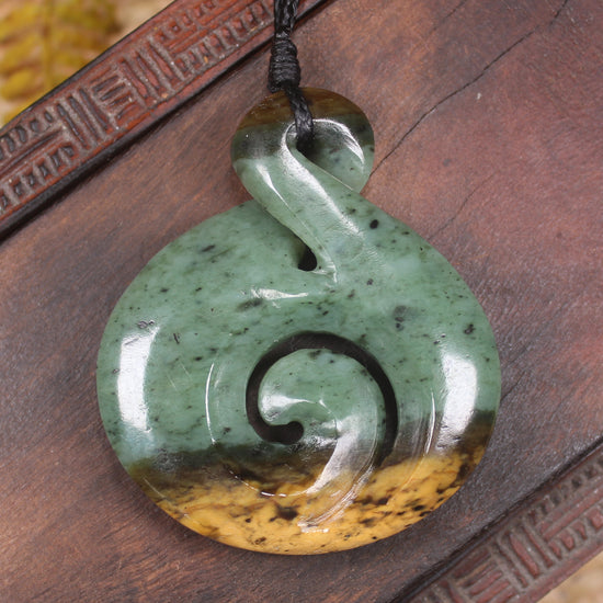 Koru Twist carved from Flower Jade Pounamu - NZ Greenstone