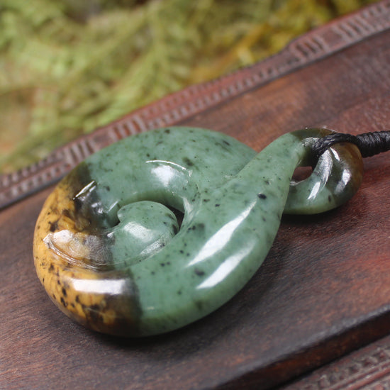 Koru Twist carved from Flower Jade Pounamu - NZ Greenstone