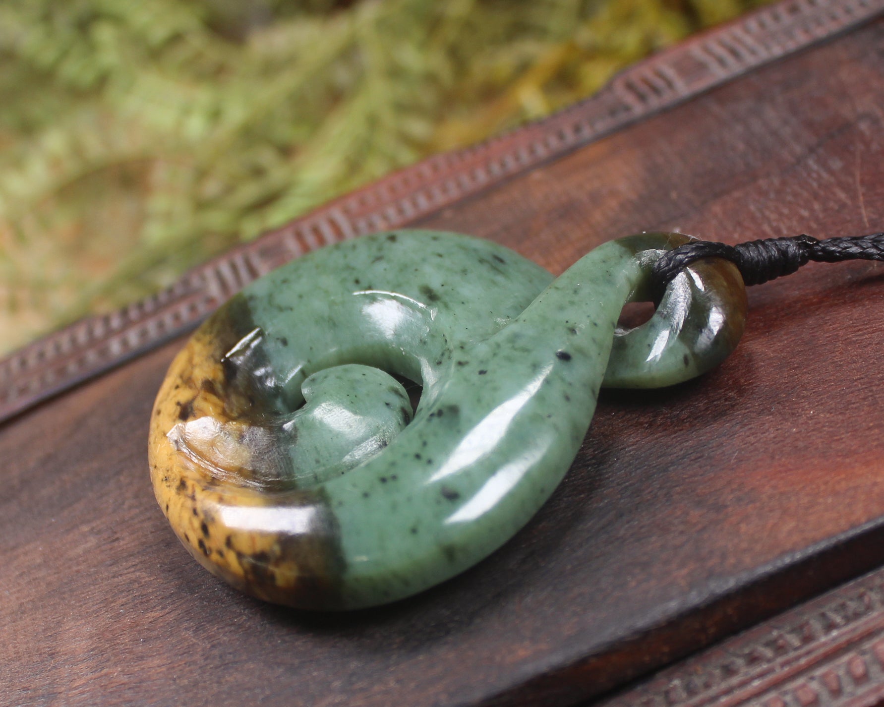 Koru Twist carved from Flower Jade Pounamu - NZ Greenstone