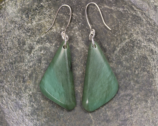 Roimata or Teardrop earrings carved from Inanga Pounamu - NZ Greenstone