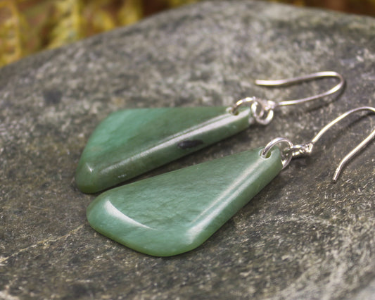 Roimata or Teardrop earrings carved from Inanga Pounamu - NZ Greenstone