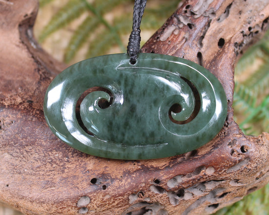 Koru or Spiral carved from Kokopu Pounamu - NZ Greenstone