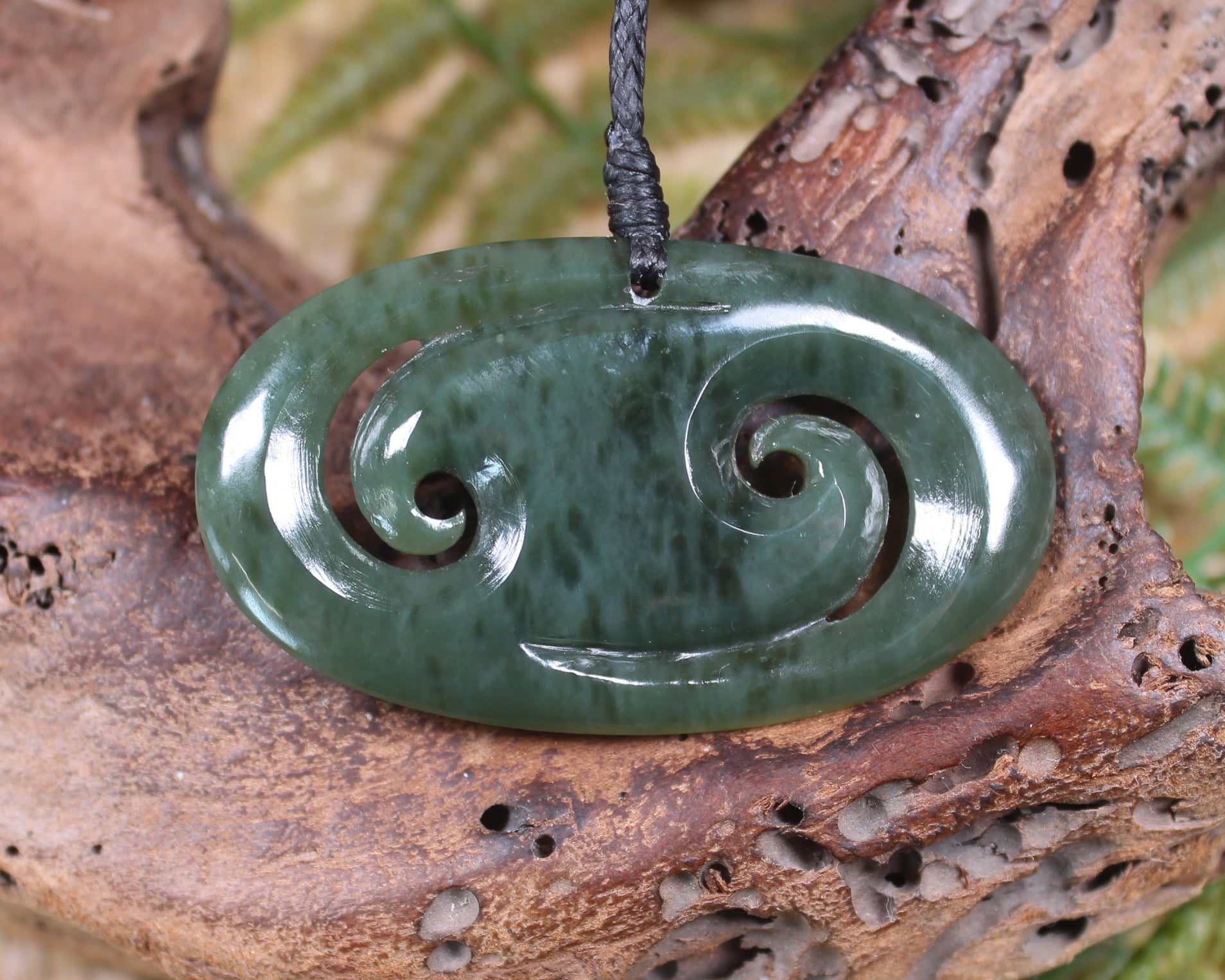 Koru or Spiral carved from Kokopu Pounamu - NZ Greenstone