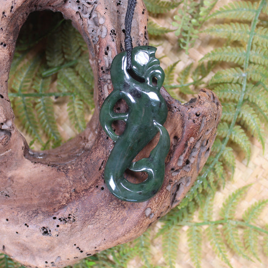 Manaia pendant carved from Rimu Pounamu - NZ Greenstone
