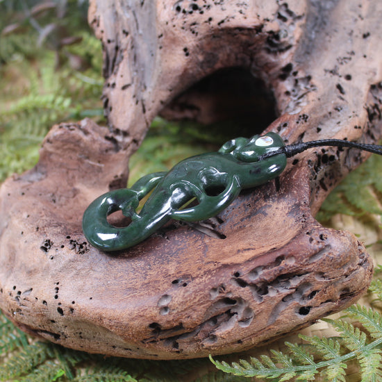 Manaia pendant carved from Rimu Pounamu - NZ Greenstone